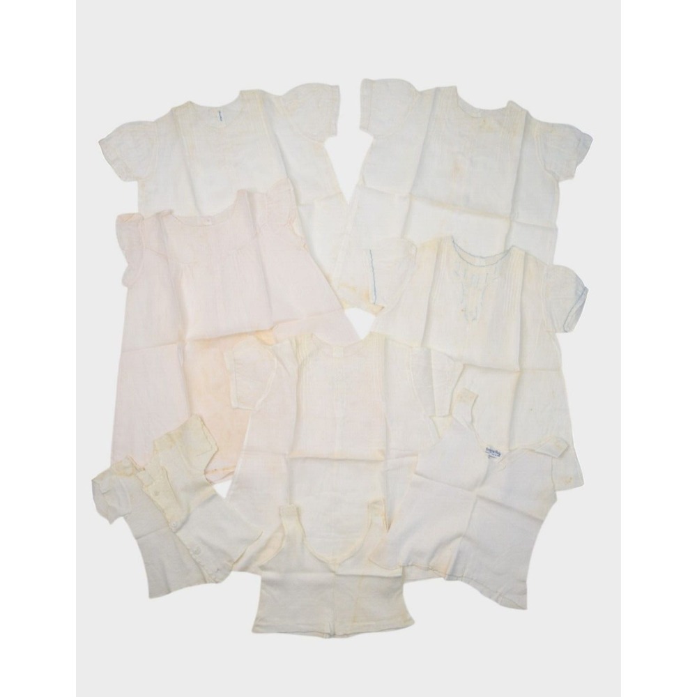 Vintage Kids Clothes Lot 8pc Baby Girl Antique 30s 40s White Dress Edwardian
